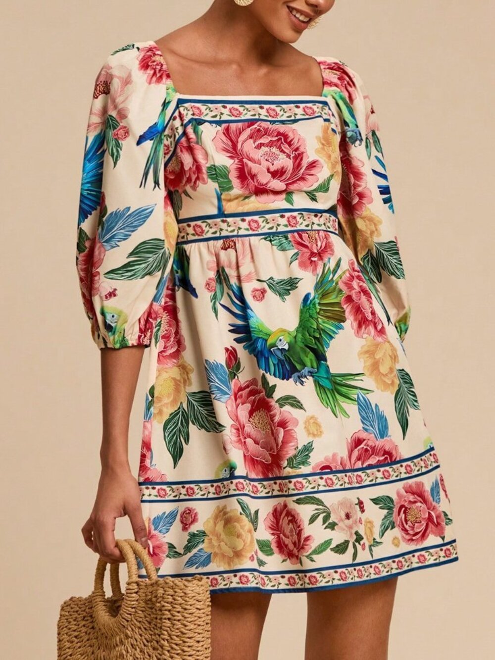 Multicolor Boho Women's Short Dress - Picture 3 of 7